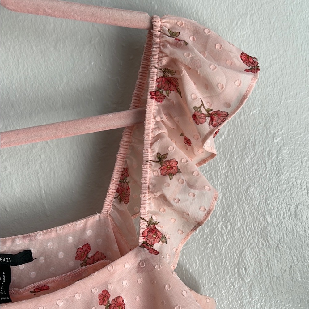Delicate Pink Floral Ruffle Top - Picture 6 of 6